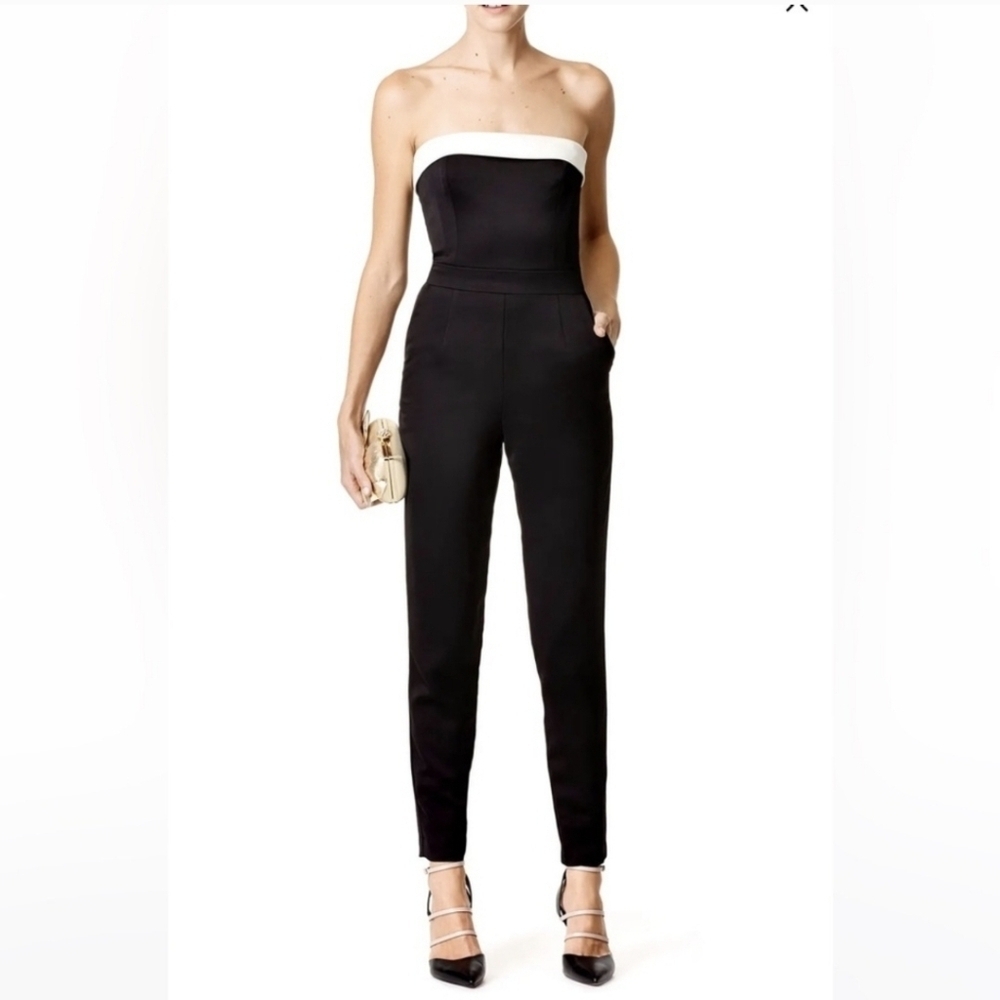 Trina Turk Edda Tailored Jumpsuit Black & White Tuxedo Strapless Size 6 Timeless